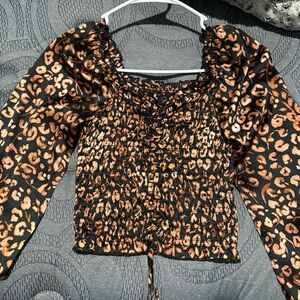 Satin Cheetah Print Blouse